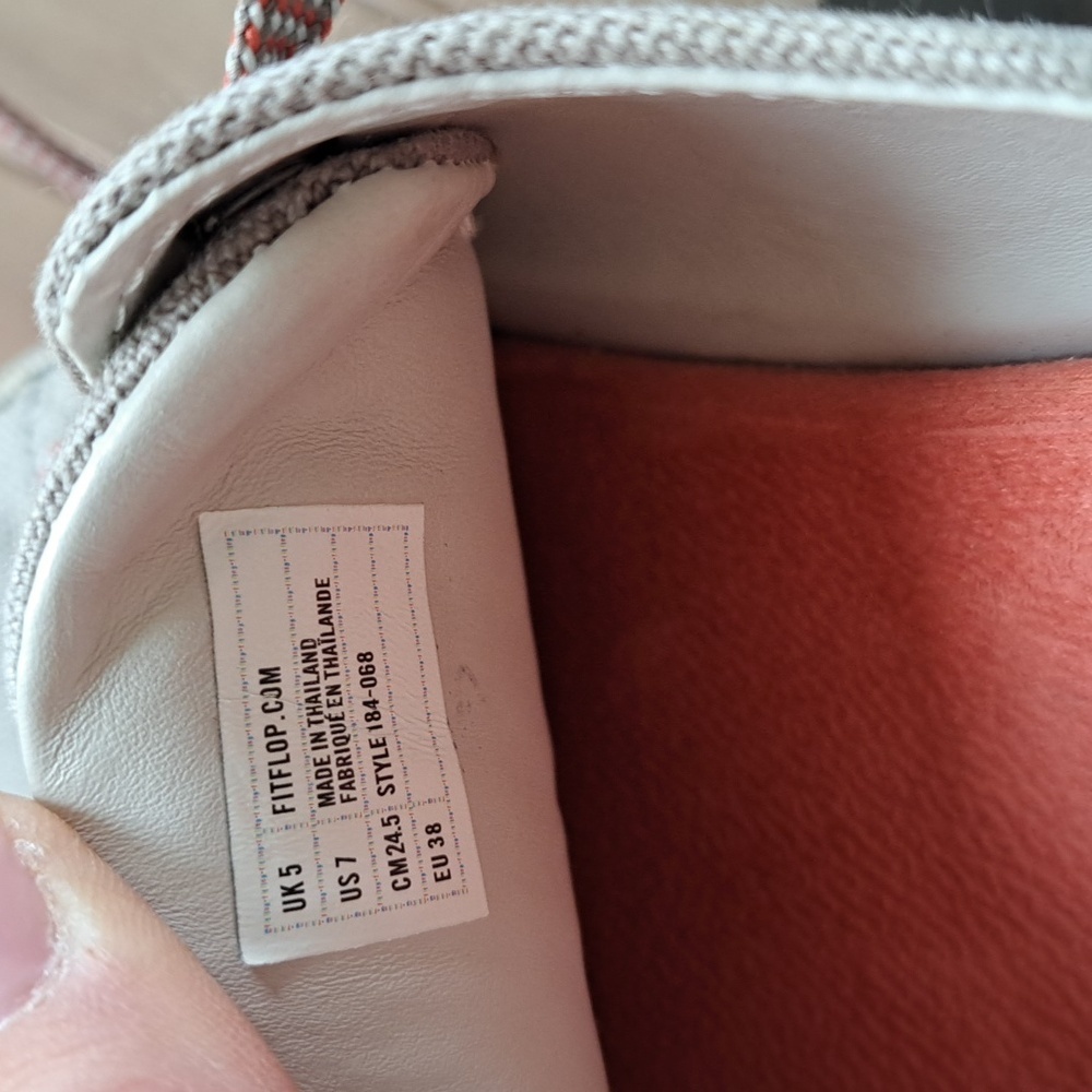 FitFlop Canvas Lace-Up Style 184-068 Gray/Coral Comfy Causal Sneakers - Picture 5 of 11